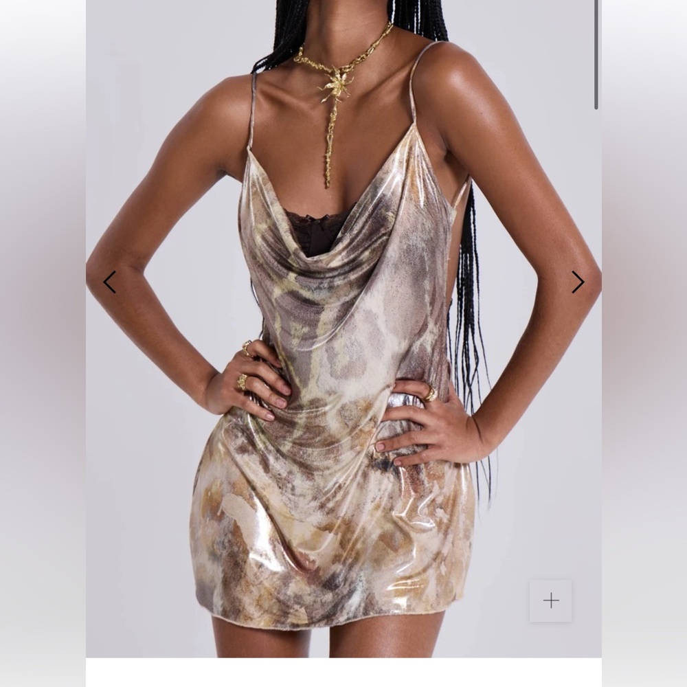 Jaded London Metallic Leopard Print Mini Backless Dress